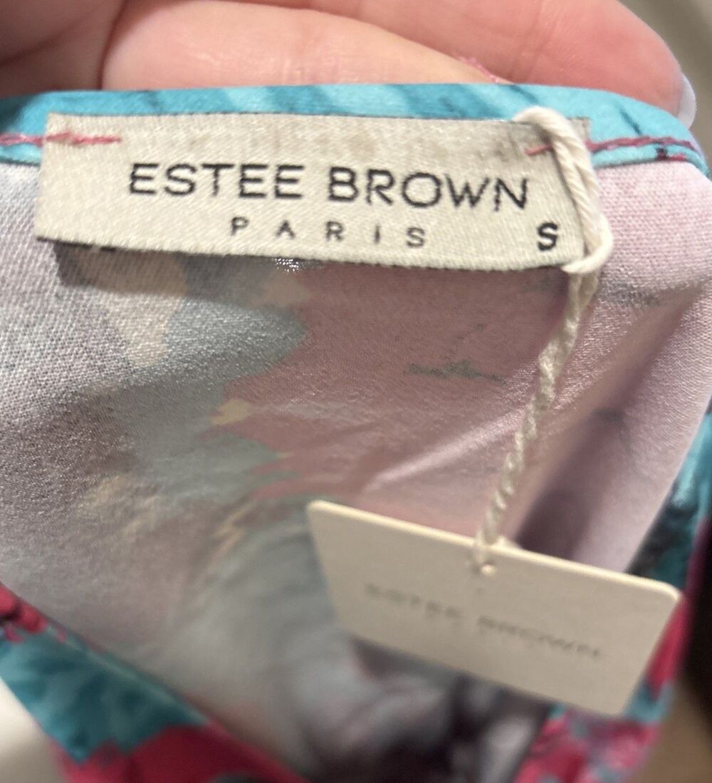 Estee Paris Brown New Maxi Dress Boho Tie-Dye Flowy Tiered S - Picture 4 of 5